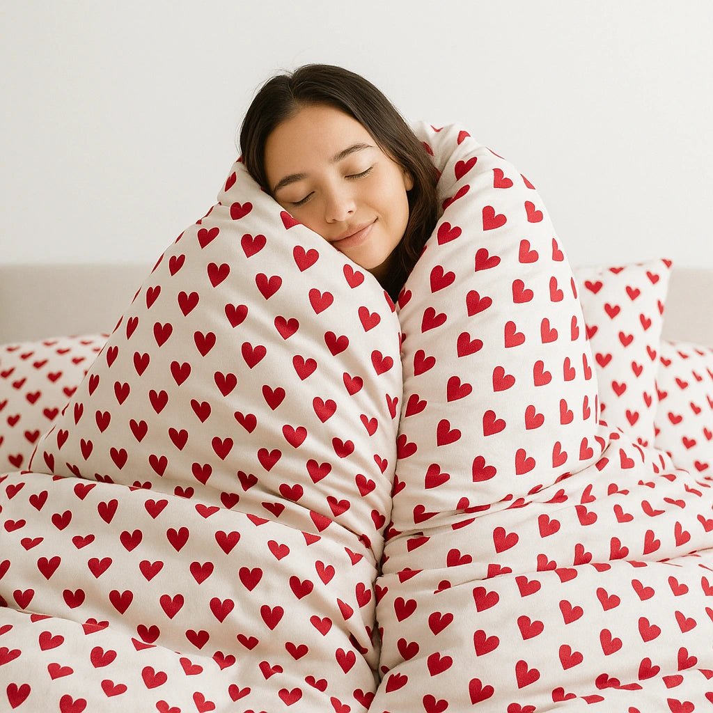 Crimson Hearts 100% Twill Weave Cotton Bed Sheet Set – Premium Edition