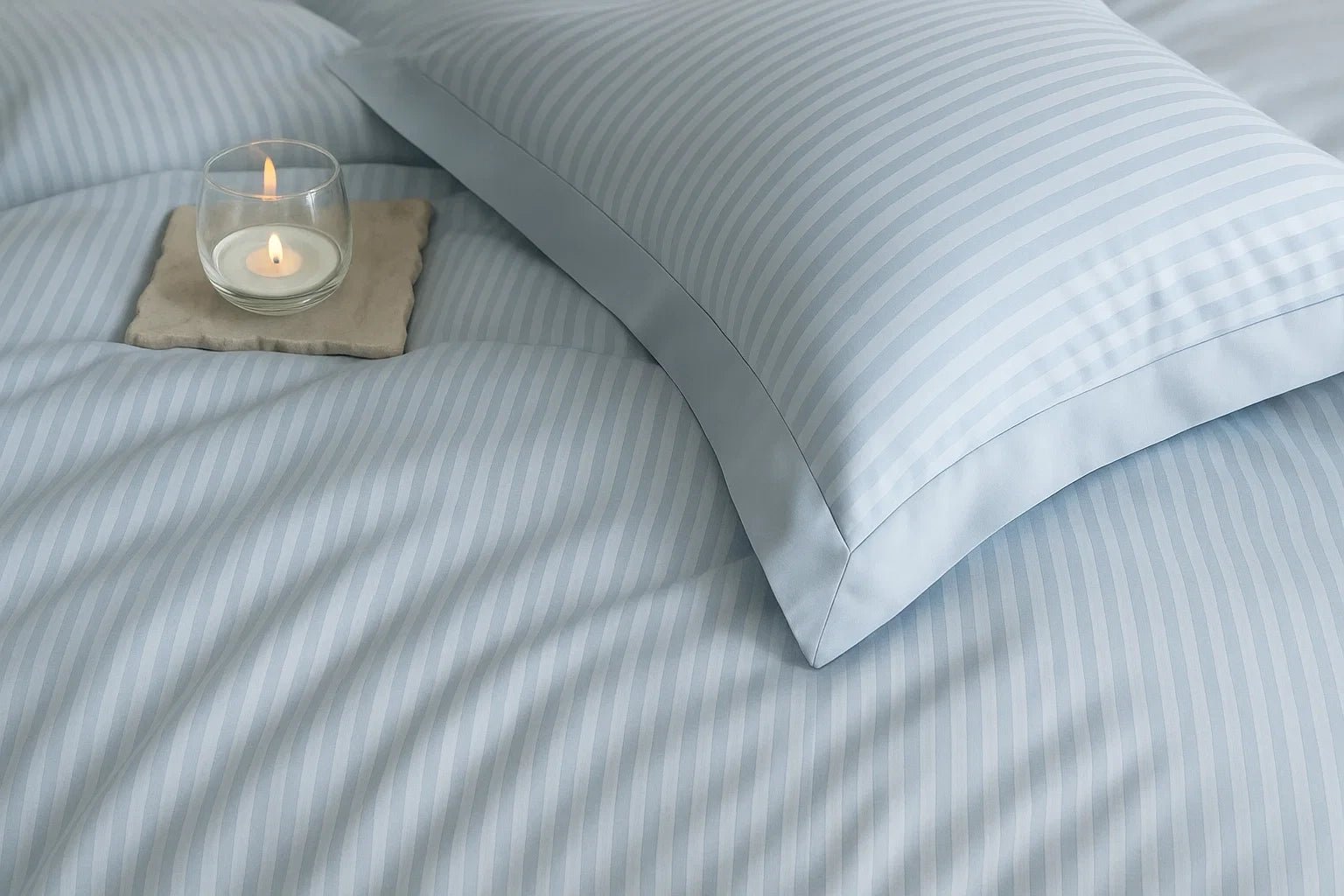 Ice Blue Cotton Satin Bed Sheet Set
