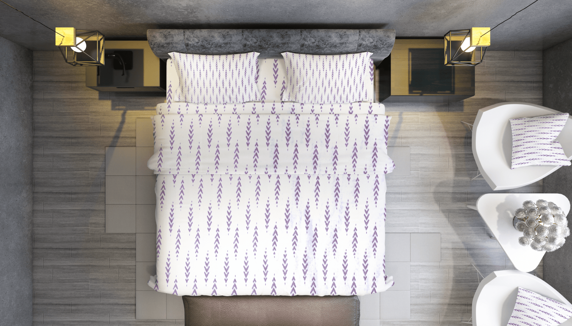 Lavender & White 100% Pure Cotton Bed Sheet Set – Premium Edition