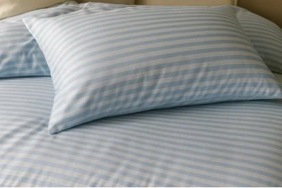 Ice Blue Cotton Satin Bed Sheet Set