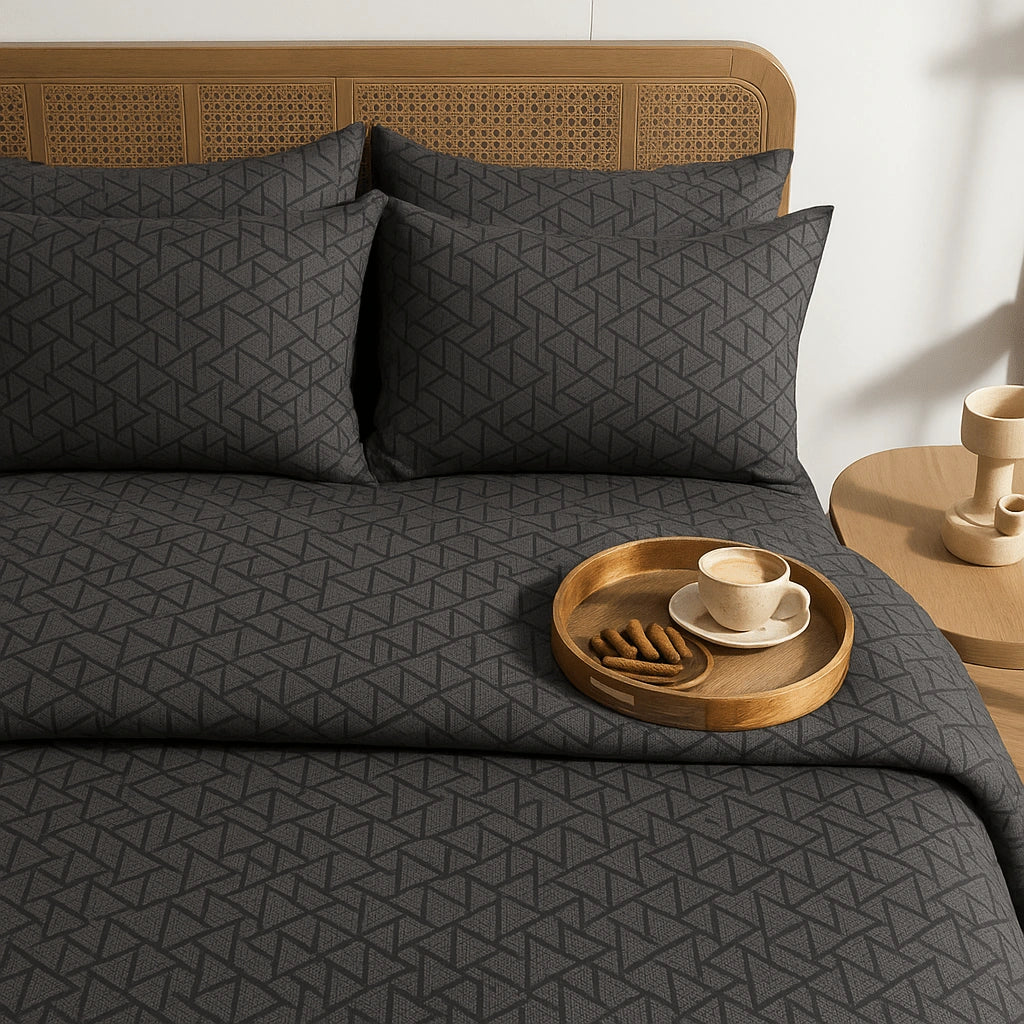 Charcoal Gray 100% Pure Cotton Bed Sheet Set – Premium Edition