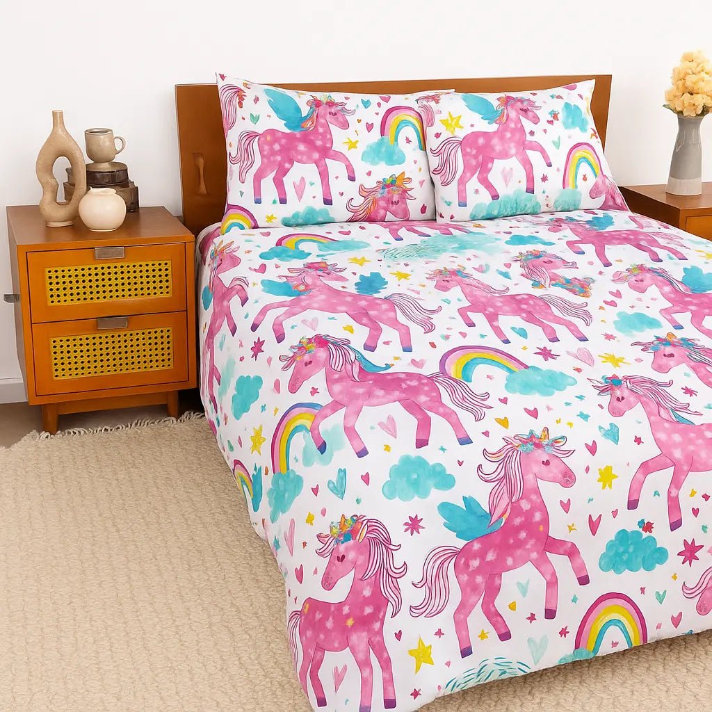 Kids' Unicorn Multicolor Bed Sheet Set – Fun & Colorful Design for Kids