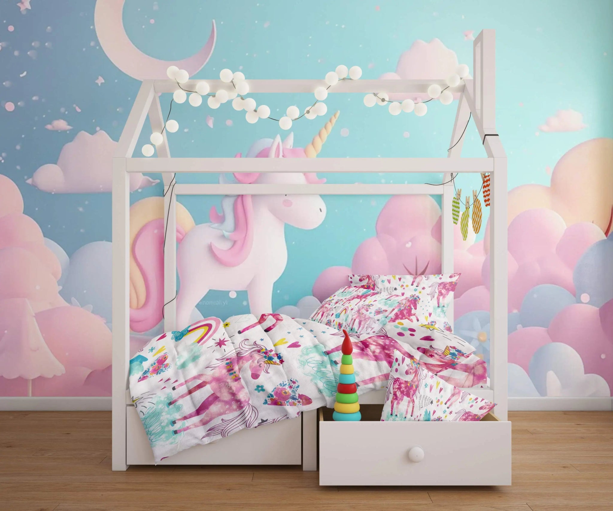 Kids' Unicorn Multicolor Bed Sheet Set – Fun & Colorful Design for Kids