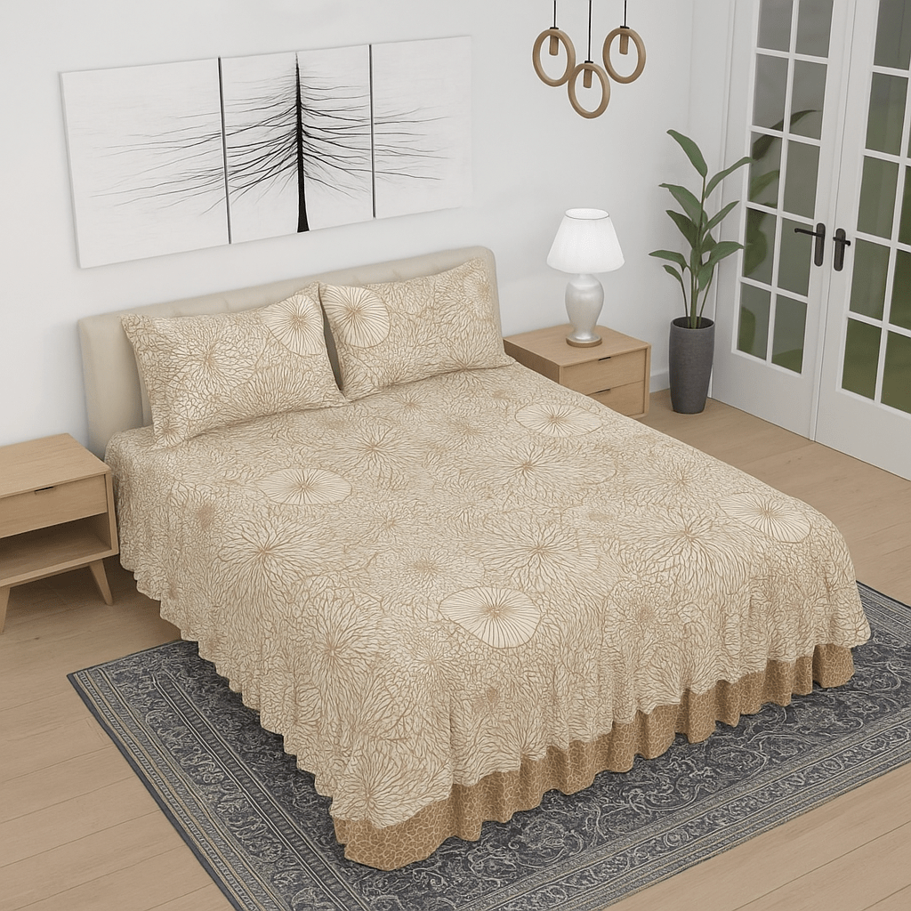 Light Beige 100% Pure Cotton Bed Sheet Set – Premium Edition