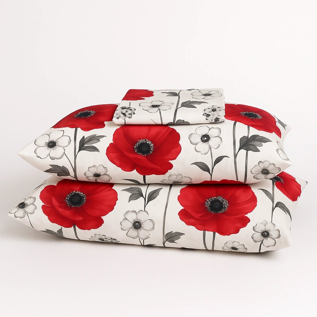 Scarlet Bloom Luxe Bedding – 100% Pure Cotton Bed Sheet Set – Premium Edition