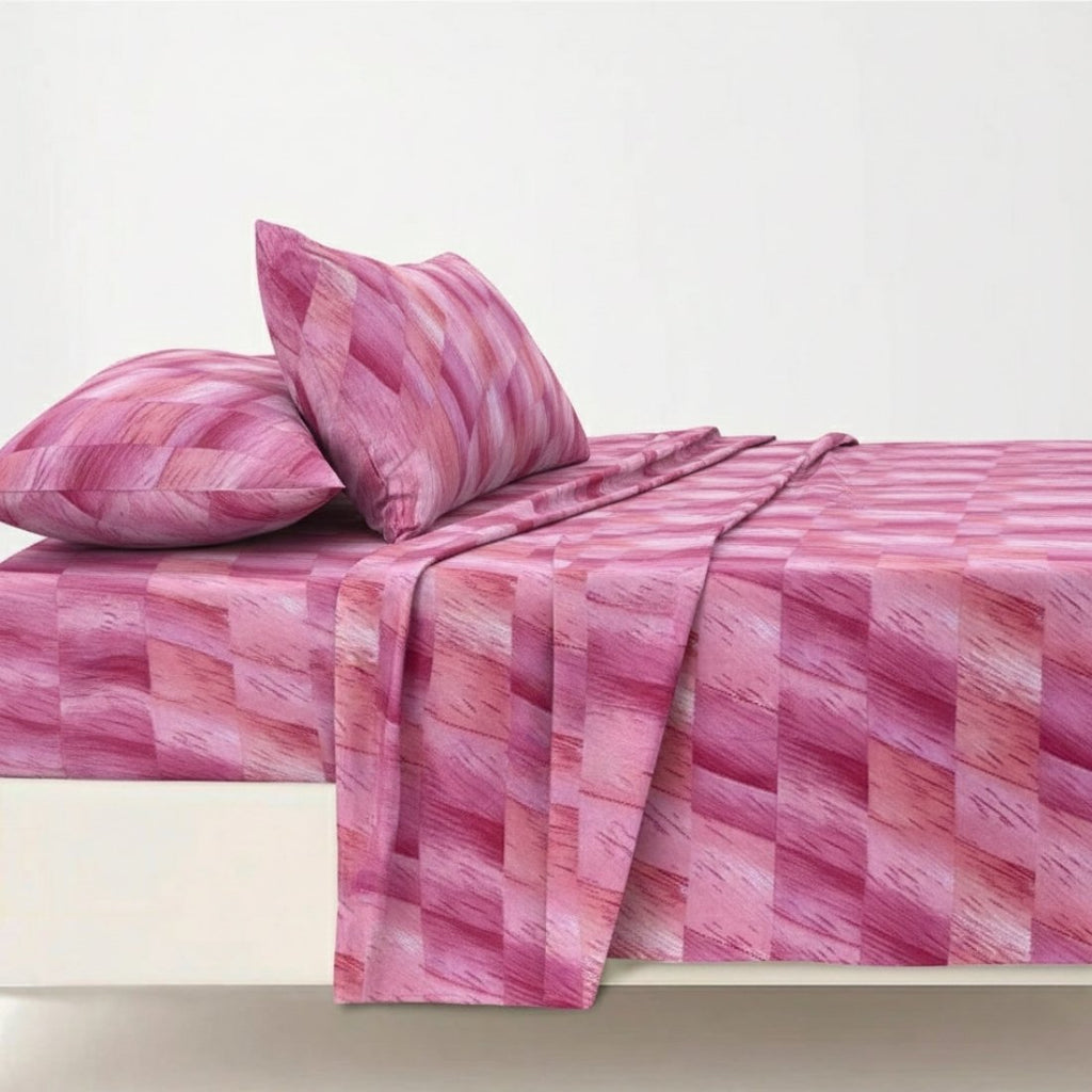 Pink Mosaic 100% Pure Cotton Bed Sheet Set – Premium Edition | AARAM BY SS