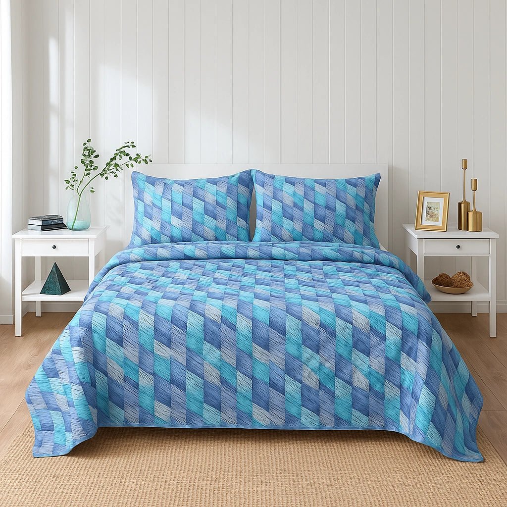 Aqua Wave 100% Pure Cotton Bed Sheet Set – Premium Edition