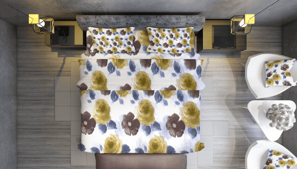 Aqua Rose Floral 100% Pure Cotton Bed Sheet Set | Premium Comfort & Style