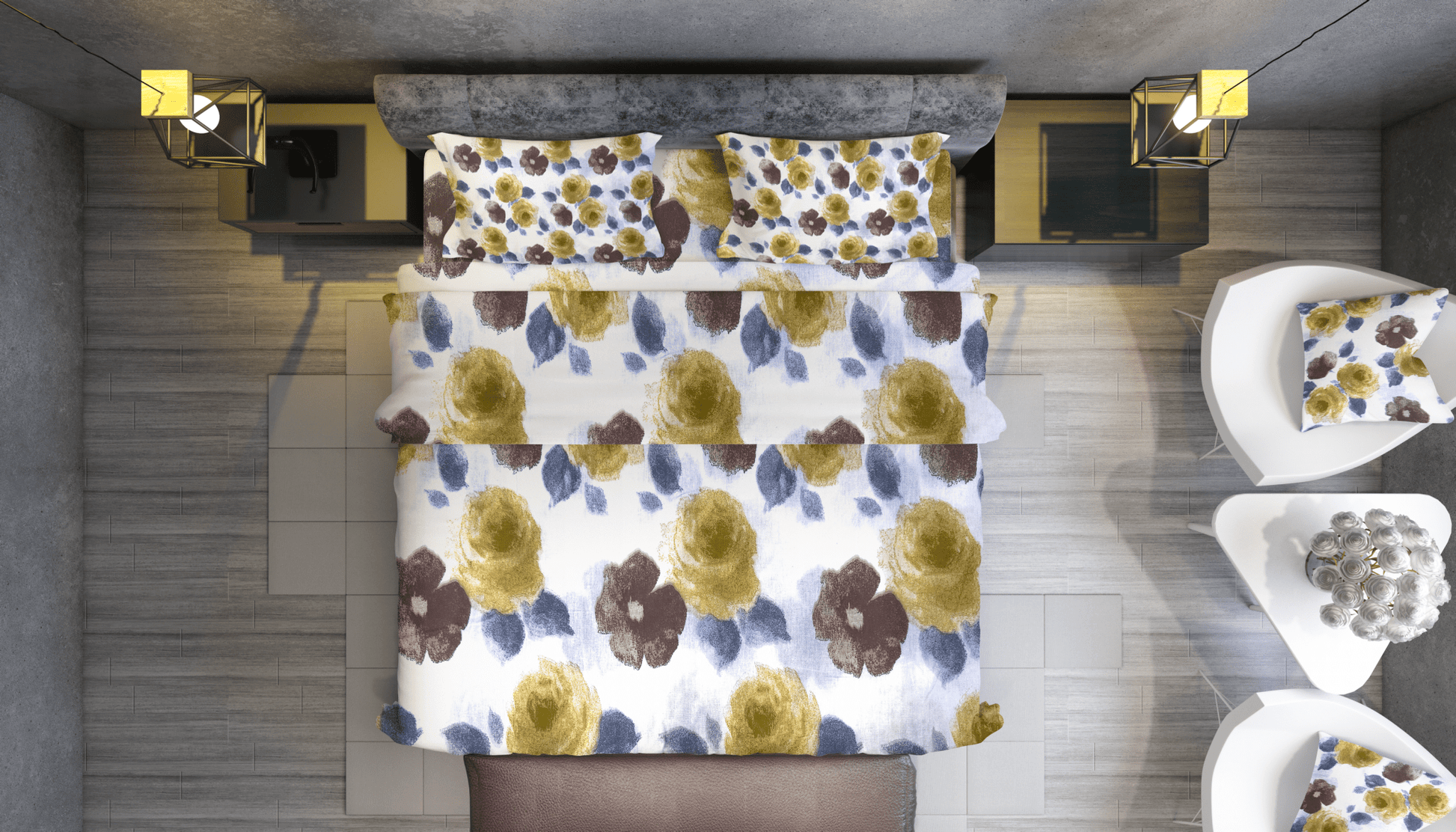 Aqua Rose Floral 100% Pure Cotton Bed Sheet Set | Premium Comfort & Style