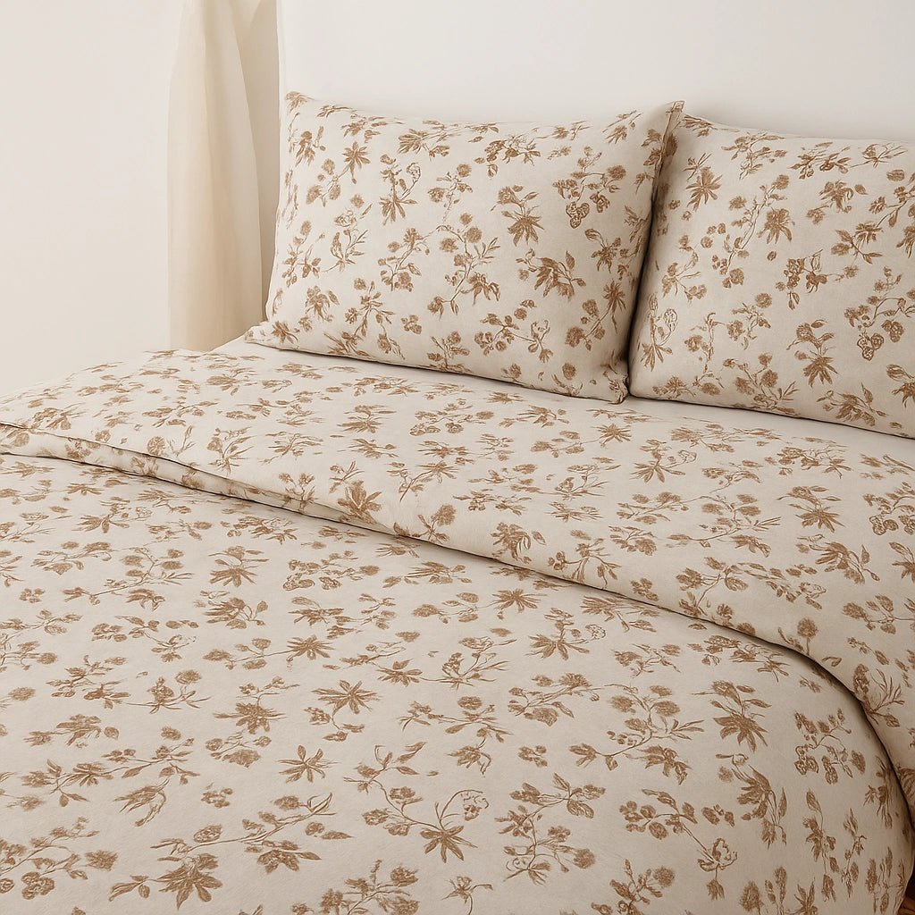 Sandstone Bloom 100% Pure Cotton Bed Sheet Set – Premium Edition