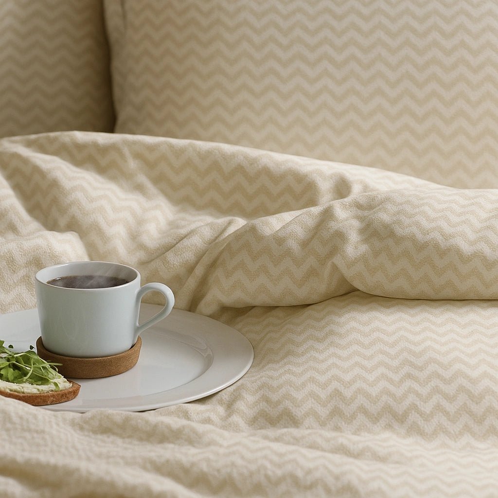 Cream Zigzag 100% Pure Cotton Bed Sheet Set – Premium Edition