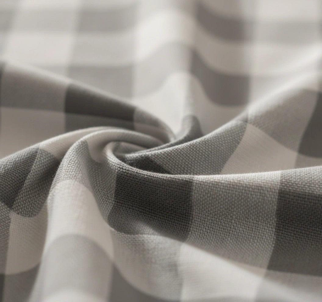 Nordic Grey Check – 100% Cotton Percale Bedsheet Set