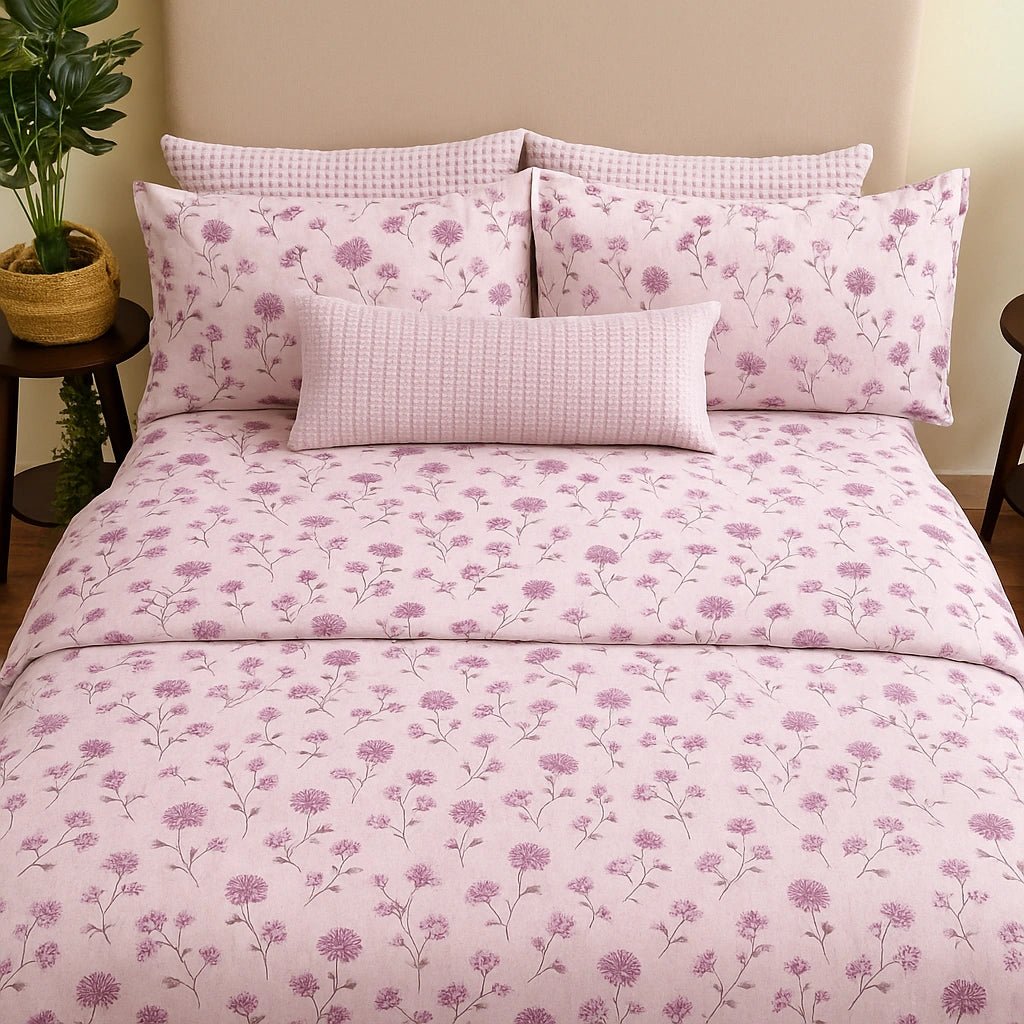 Blush Bloom 100% Pure Cotton Bed Sheet Set – Premium Edition