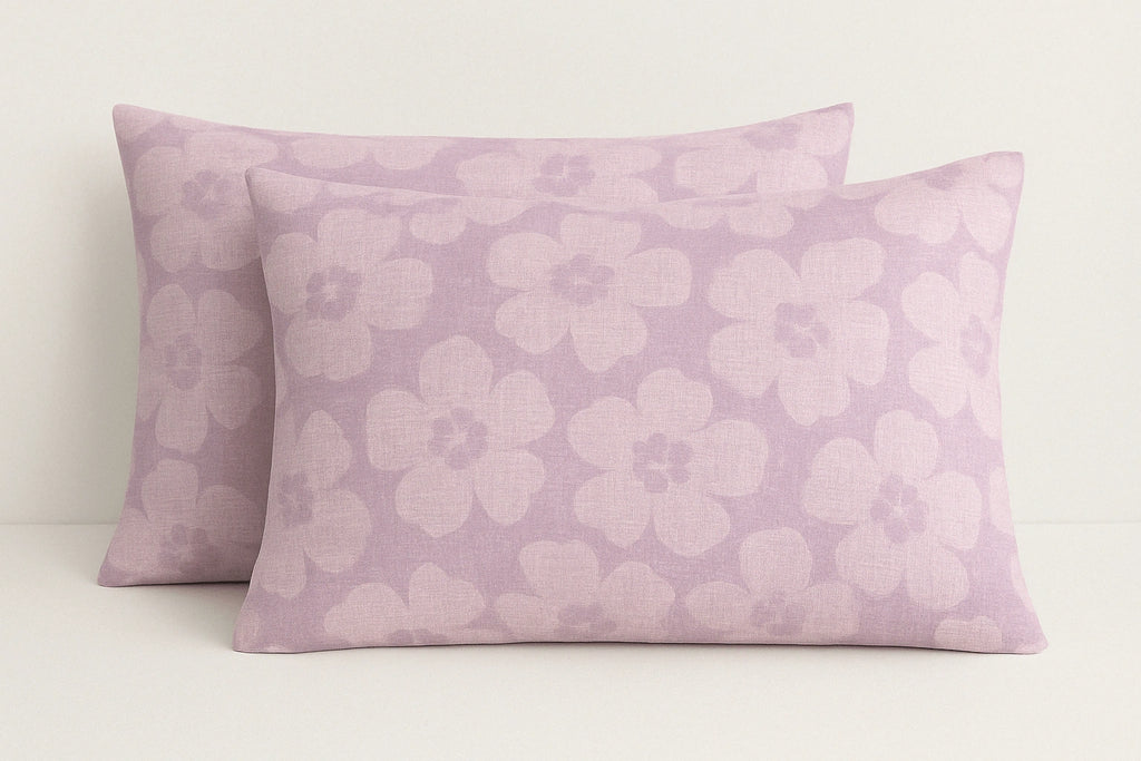 Lilac Floral 100% Pure Cotton Bed Sheet Set – Premium Edition
