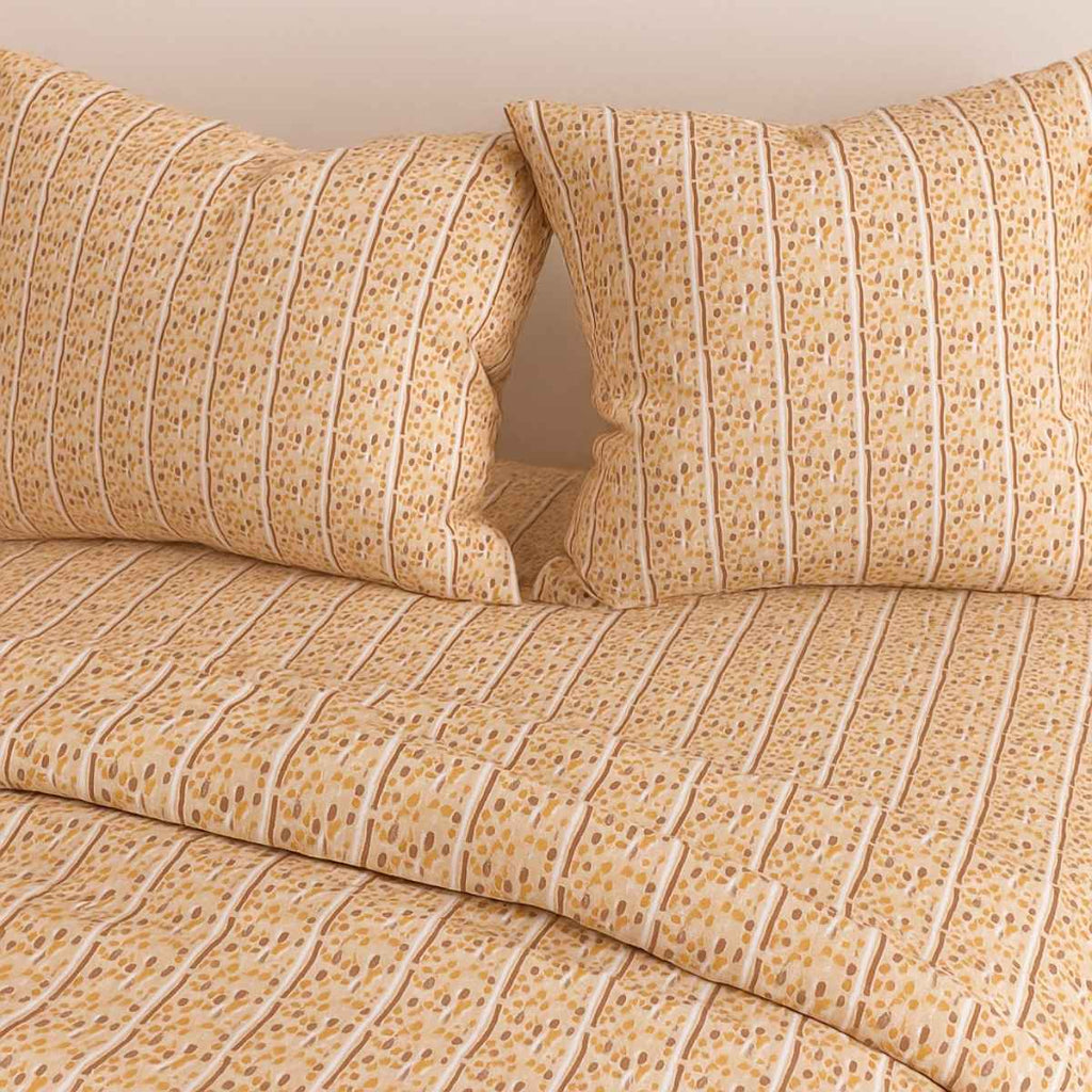 Golden Stripes 100% Pure Cotton Bed Sheet Set – Premium Edition