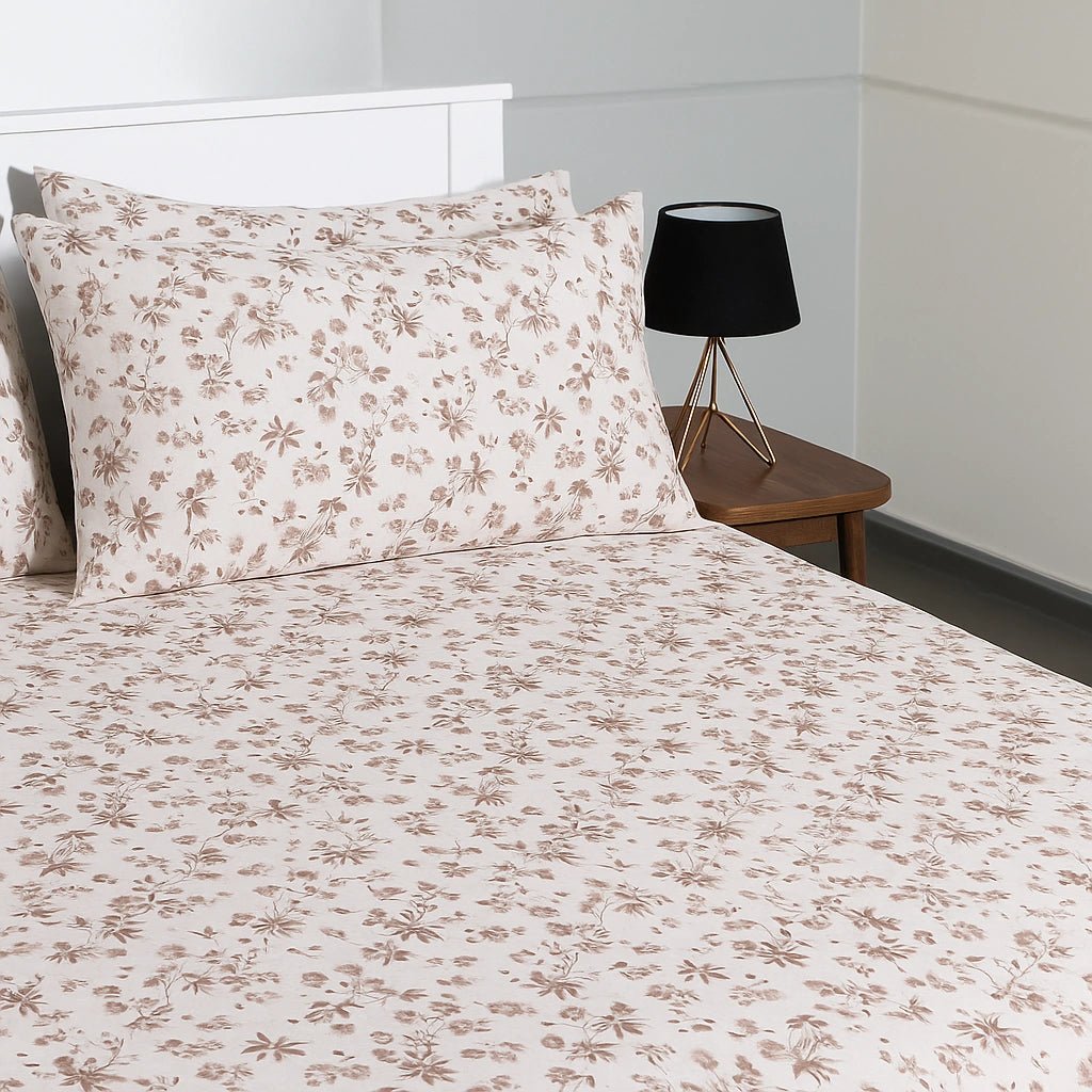 Sandstone Bloom 100% Pure Cotton Bed Sheet Set – Premium Edition