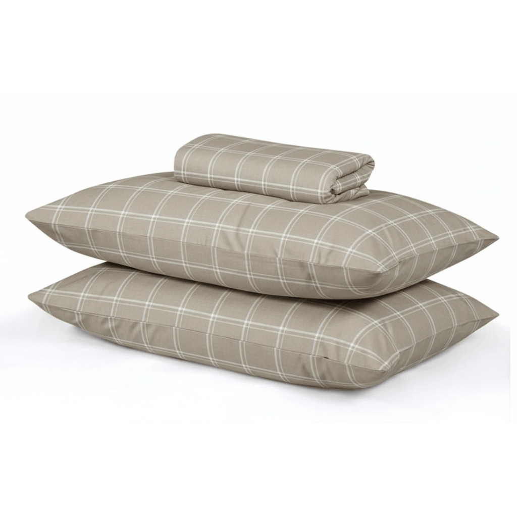 Serene Checkered 100% Pure Cotton Bed Sheet Set – Premium Edition | AARAM BY SS