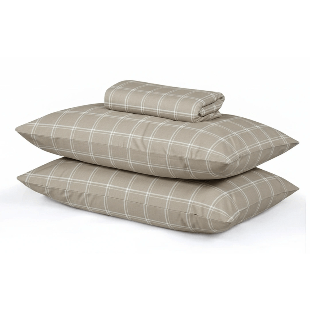 Serene Checkered 100% Pure Cotton Bed Sheet Set – Premium Edition | AARAM BY SS