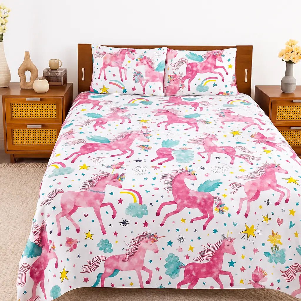 Kids' Unicorn Multicolor Bed Sheet Set – Fun & Colorful Design for Kids