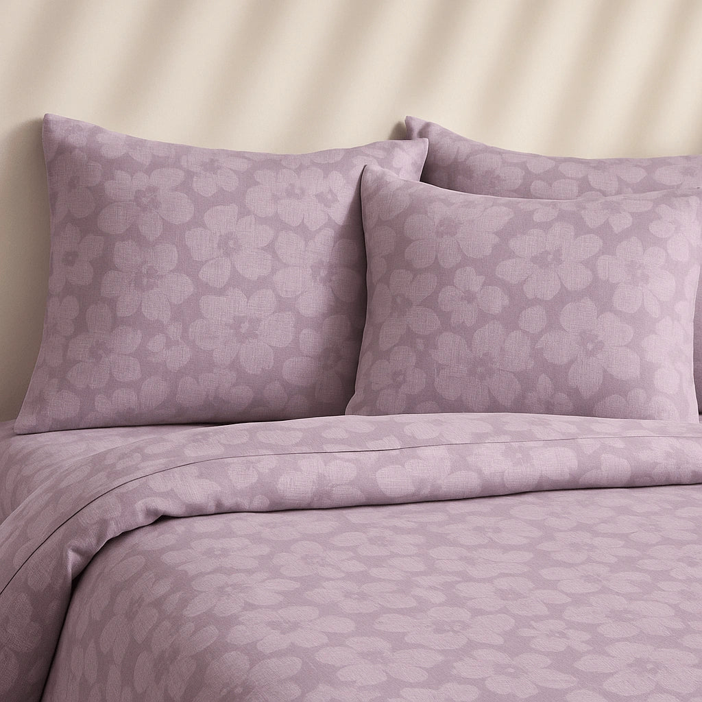 Lilac Floral 100% Pure Cotton Bed Sheet Set – Premium Edition