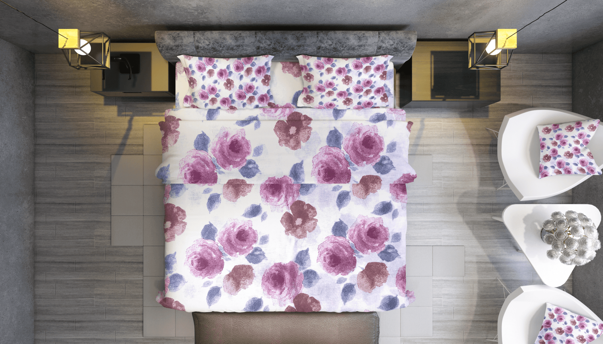 Aqua Rose Floral 100% Pure Cotton Bed Sheet Set | Premium Comfort & Style